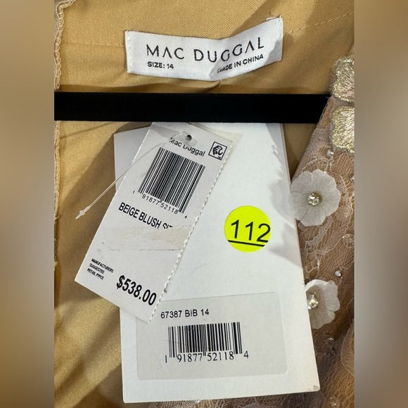 Mac Duggal Beaded Deep-V Neck Lace Dress NWT Size 14 Style 67387 - Picture 8 of 9